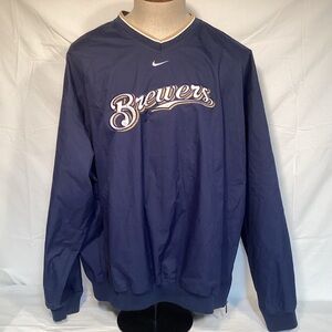Nike Milwaukee Brewers Navy Blue Pullover Windbreaker Men’s Size XXL